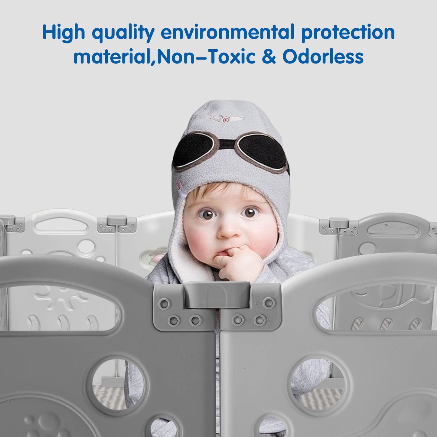 Albott Baby Playpen, Upgraded 14 Panels Foldable Baby Fence With Game Panel And Safety Gate, Adjustable Shape, Portable Play Yar