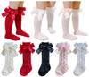 Qandsweet Baby Girl Knee-High Socks Toddlers Bow Stockings Newborn Infant Sock (0-12 Months, Cabled Styles)