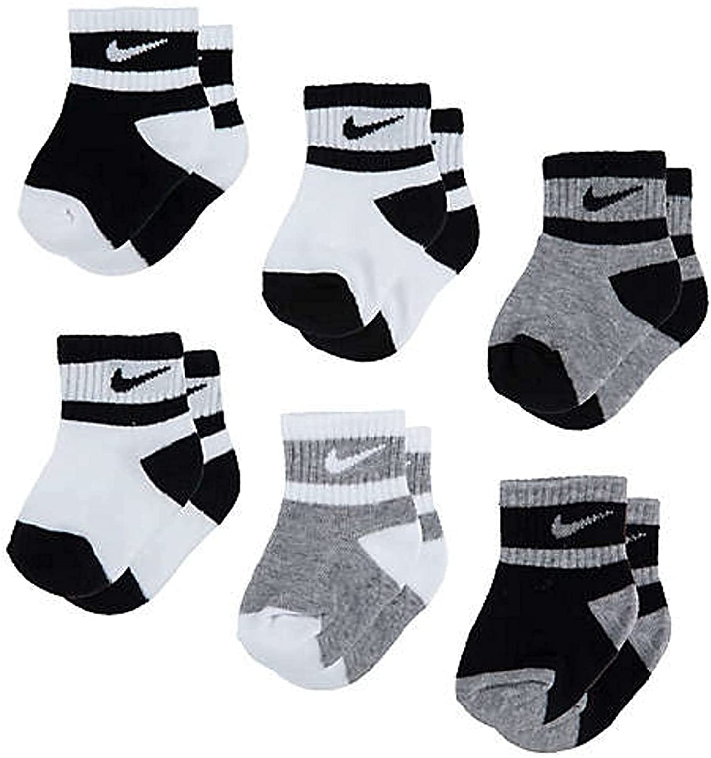 Nike Boys' Ankle 6 Pairs Socks, Black(Nn0663-001)/G_White, 12-24 Months