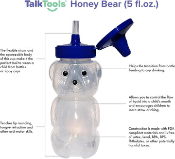 Talktools Honey Bear Straw Cup For Babies - Bpa-Free, Food-Grade Therapy Sippy Bottles For Speech And Feeding Training - Leak-Pr