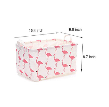 Flamingo Rectangular Storage Basket, Collapsible Storage Basket, Waterproof Coated Storage Box With Handle. Used To Organize Chi