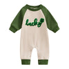 Fybitbo St Patricks Day Baby Boy Girl Outfits Lucky Shamrock Embroidery Jumpsuit Romper Pattys Day Newborn Onesie Clothes (Green