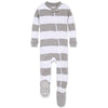 Burt'S Bees Baby Baby Boys Pajamas, Zip-Front Non-Slip Footed Pjs, Organic Cotton And Toddler Sleepers, Heather Grey Rugby Strip