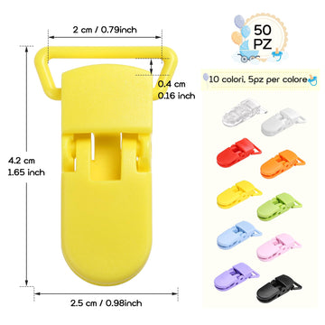 Lihao 50X Pacifier Clips Holders For Teething Toys Baby Blankets - 10 Colors