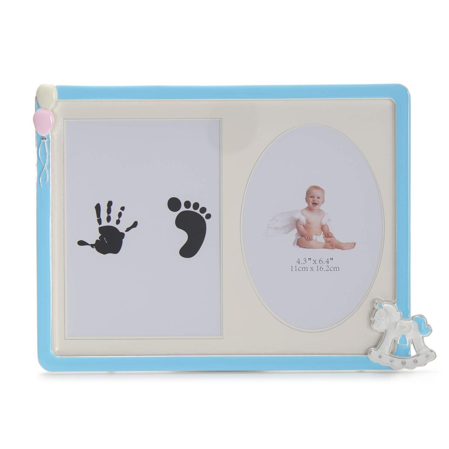 Lasody Baby Handprint and Footprint Makers Kit Keepsake For Newborn Boys & Girls (4.3x6.4+5x7-Inkpad, Blue)