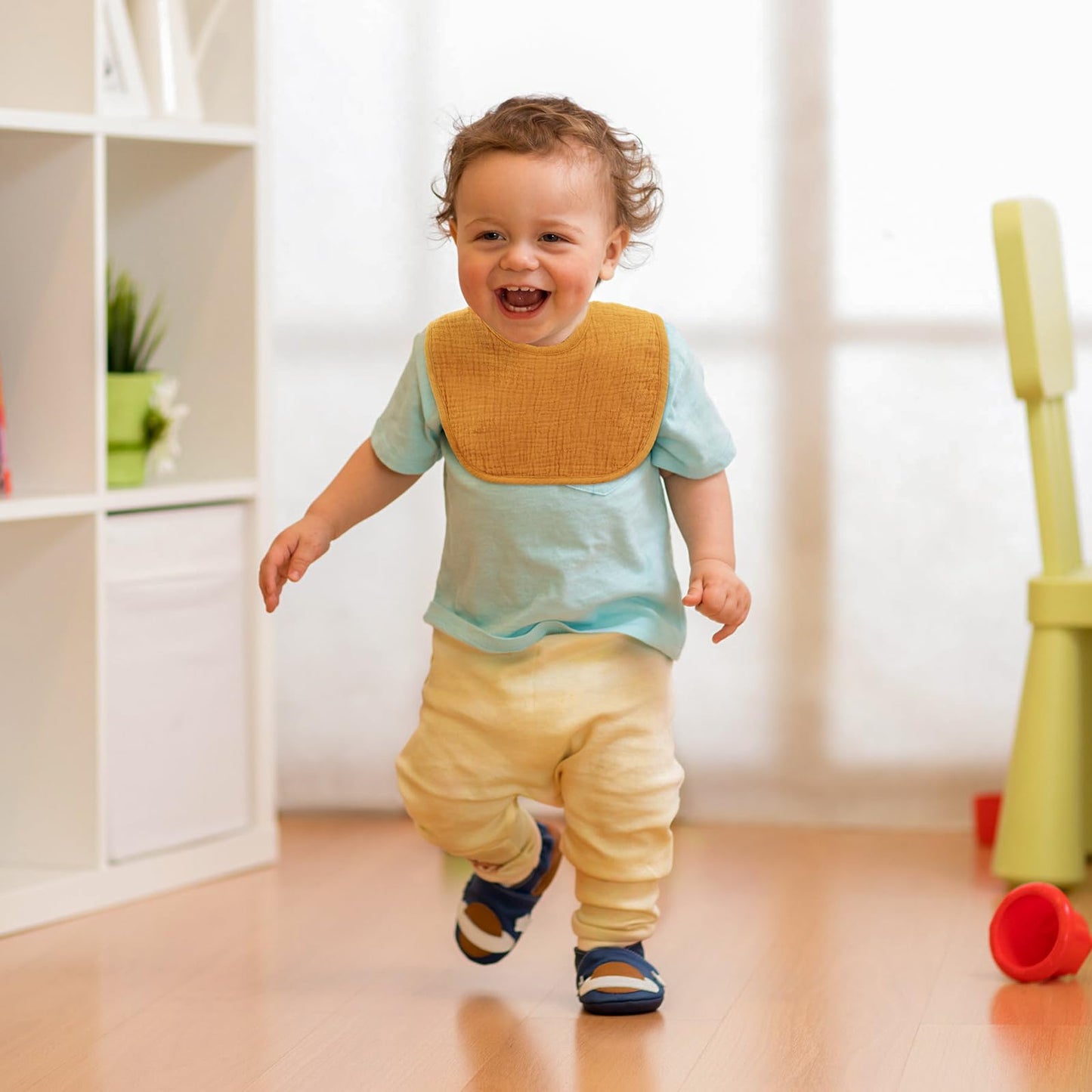 Poikshark Set Of 10 Muslin Baby Bibs For Unisex Boys And Girls, 10 Solid Colors Set For Drooling And Teething