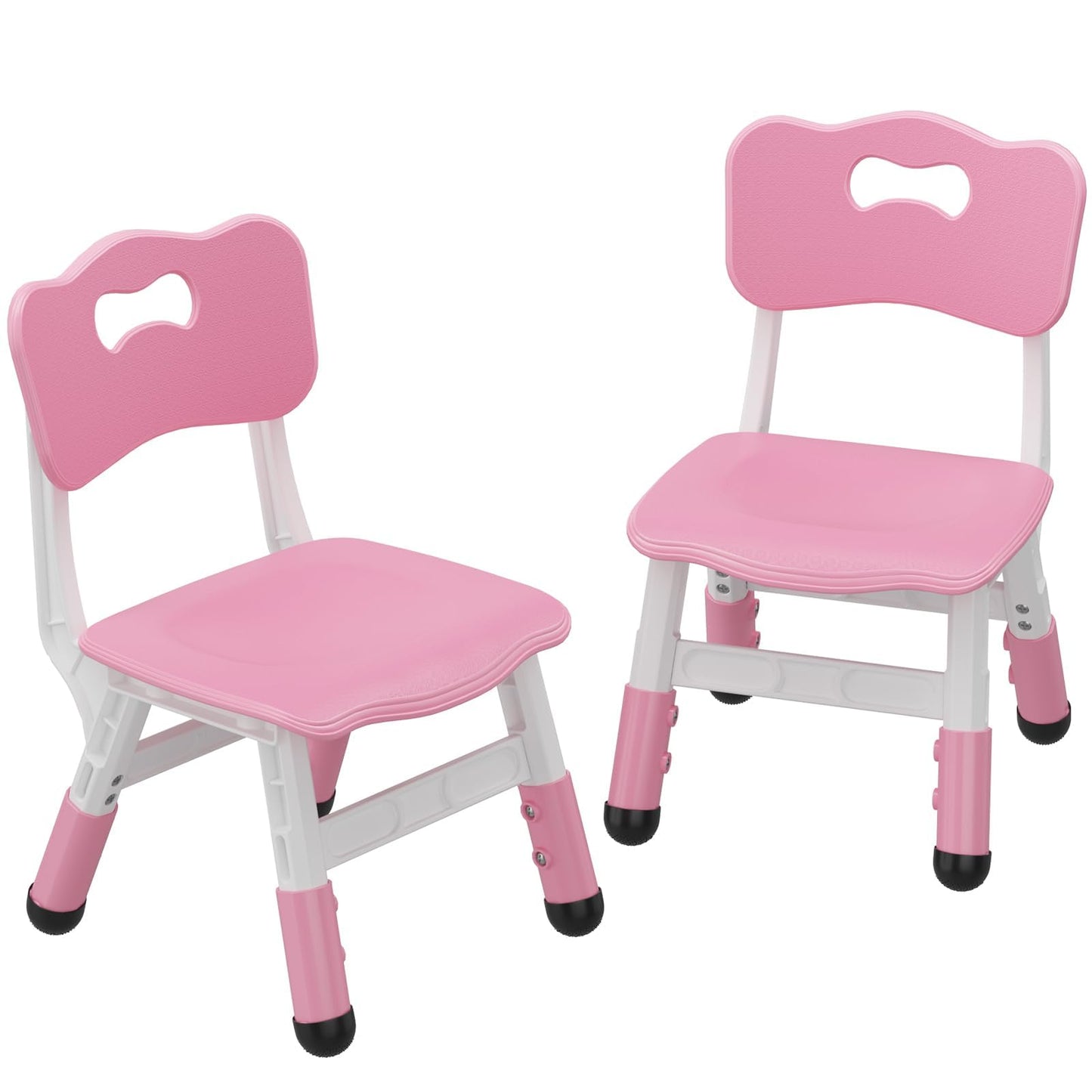 PeacefulHues 2-Pack Height-Adjustable Kids Plastic Chairs - Ergonomic Backrest, Non-Slip Feet, Durable, 82Kg Weight Capacity - F