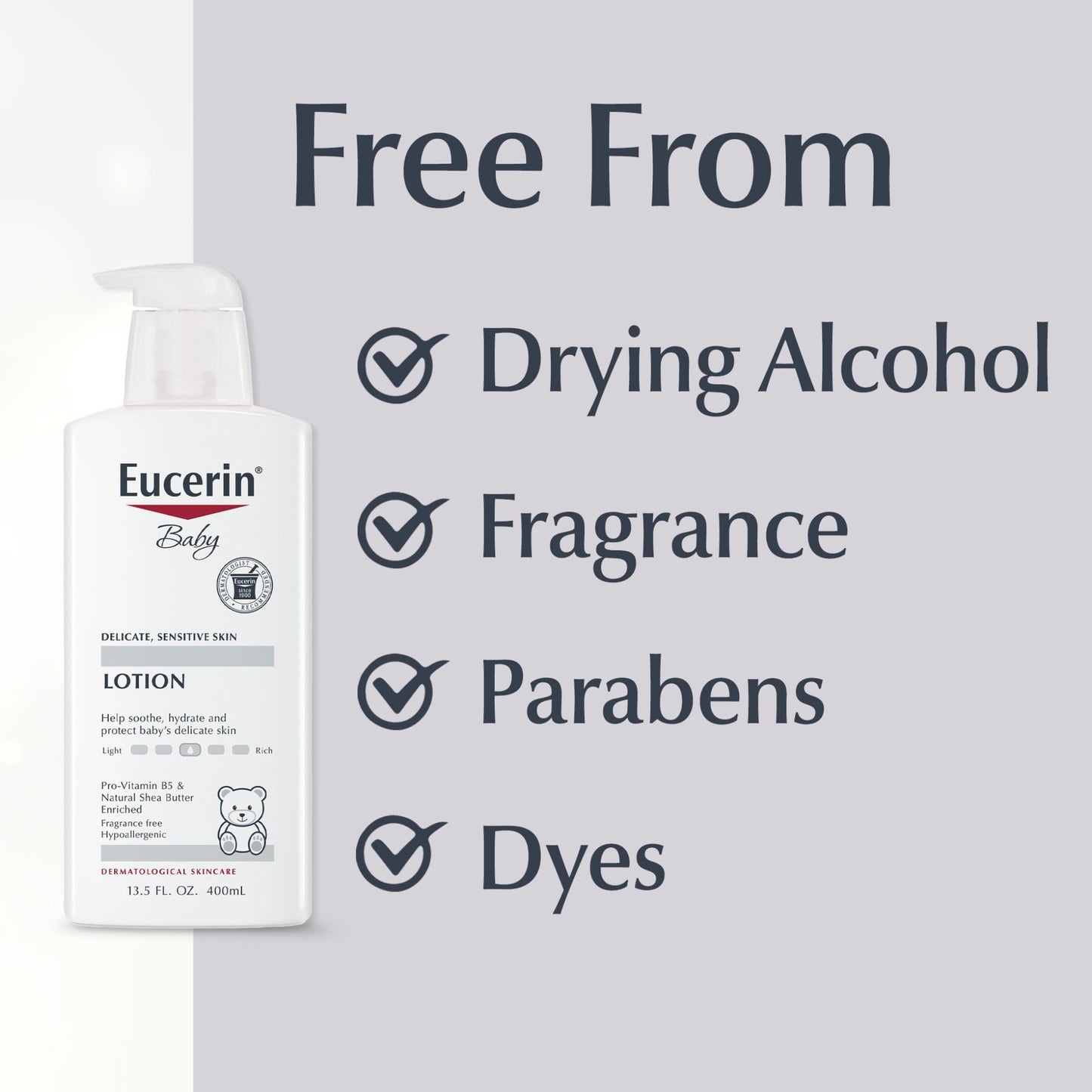 Eucerin Baby Body Lotion, Hypoallergenic And Fragrance Free Baby Lotion, Baby Moisturizer With Pro-Vitamin B5 And Shea Butter, 1