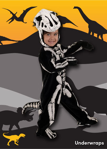 Underwraps Boys Toddler'S T-Rex Skeleton - Fossil Costume, Black/White, Small 6-12M Us