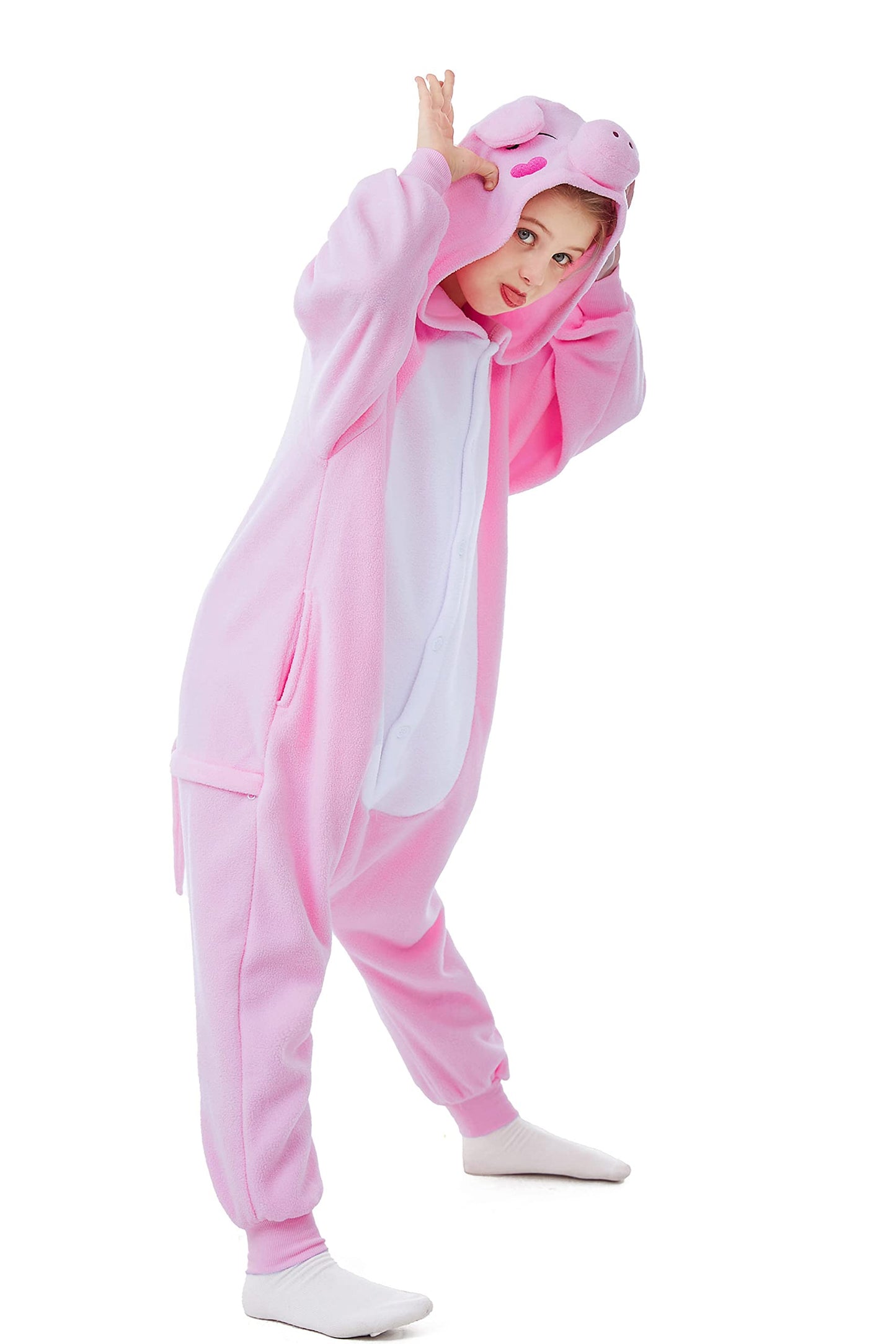 Canasour Pig Onesie Kids Halloween Cosplay Costume Girls One Piece Pjs Anime Unisex Hoodie Pajamas Pink For 10-12 Years Boys Par