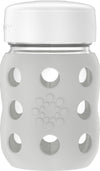 Lifefactory 8-Ounce Wide Neck Glass Baby Bottle With Protective Silicone Sleeve And Flat Cap, Stone Gray (Lg2231Wcg4)