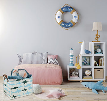 Hiyagon Baby Kids Storage Basket Shark Gift Basket Empty Boys Toy Storage Bin Organizer Box Rectangular Room Decor For Home,Book