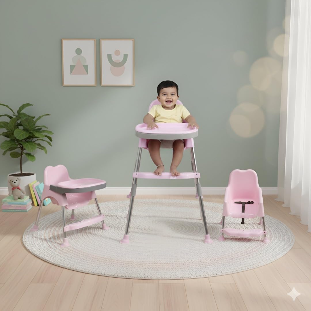 My Giraffe Spotty 3-In-1 Convertible Baby High Chair With Double Tray & Footrest | Easy-To-Clean Feeding & Study Chair For Babie