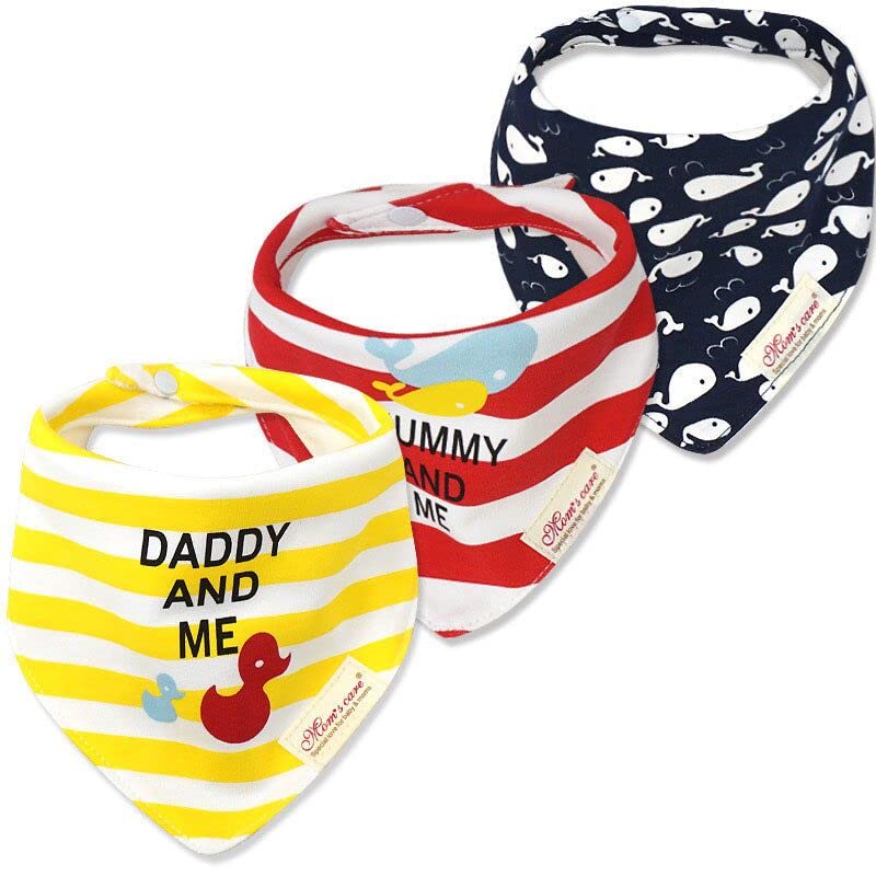Jn&Lulu 3 Pack Newborn Baby Bibs Bandana Drool Bibs For Drooling Cotton Baby Gifts (Ry Duck)