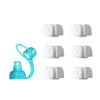Choomee Replacement Caps For Reusable Food Pouches | Includes Softsip Silicone Flow Control Pouch Top | 6 White Caps + 1 Aqua So