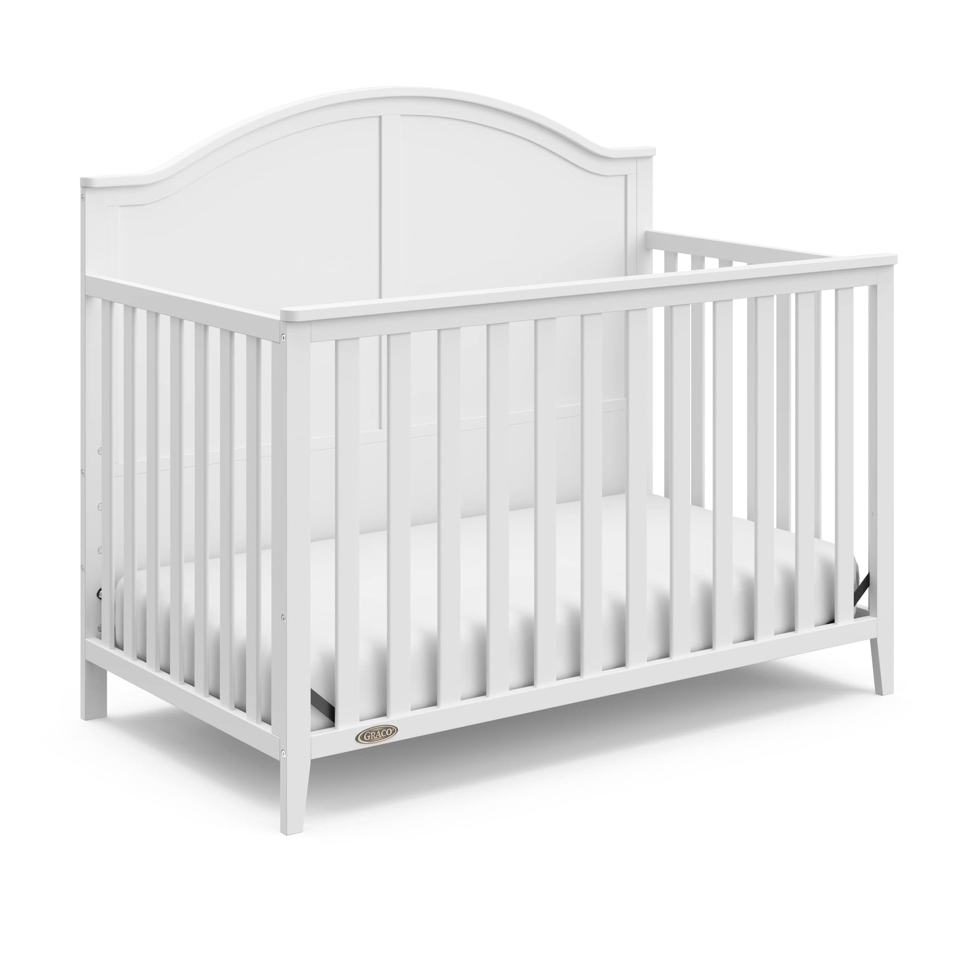 Graco Wilfred 5-In-1 Convertible Crib (White) - Greenguard Gold Certified, Converts To Toddler Bed And Full-Size Bed, Fits Stand