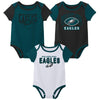 Outerstuff Nfl Newborn Baby And Infant Short Sleeve Bodysuit Variety 3-Pack - Philadelphia Eagles, 3-6M