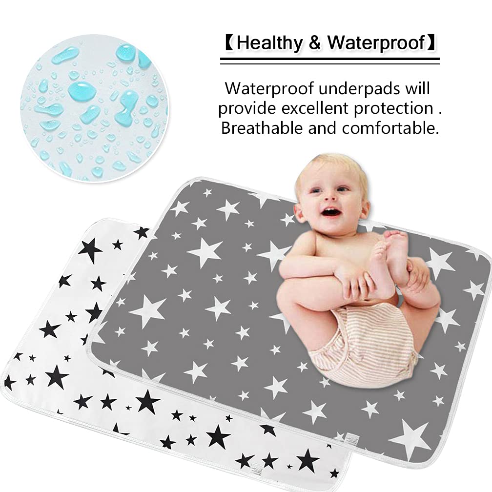 2 Packs Baby Diaper Changing Pad Maveek 19.7'' X 27.6'' Waterproof Changing Mat Portable Diaper Pad Travel Changing Mat Foldable