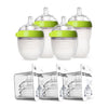 Comotomo Baby Bottle Bundle, Green, (7 Piece Set)