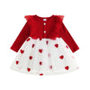Toddler Baby Girl Valentines Day Outfit Knitted Ruffle Long Sleeve Dress Heart Tulle Tutu Skirt Dresses Spring Fall Clothes (Red