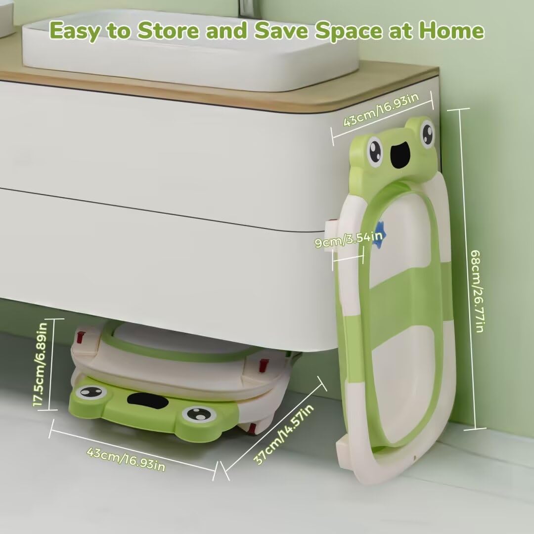 Deanic Collapsible Baby Bathtub With Baby Washcloth, Portable Infant Bathtub With Soft Baby Bath Support Cushion For 0-3-6-12 Mo