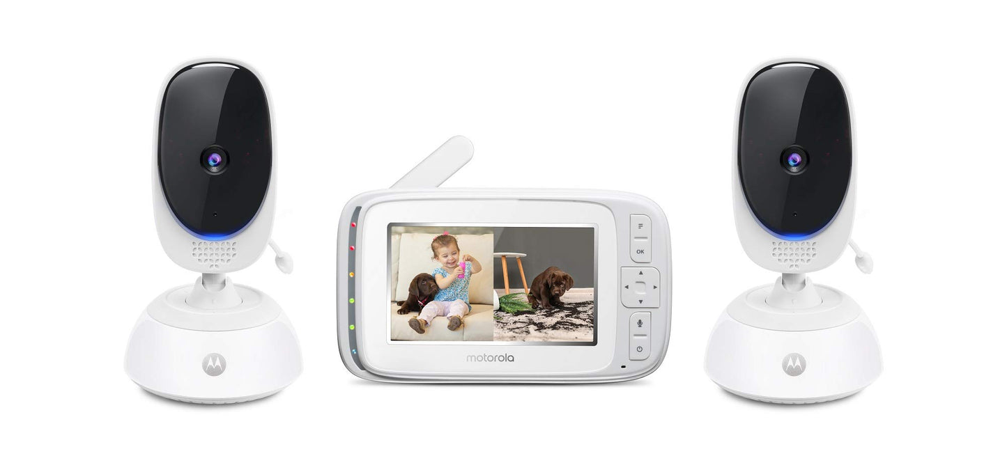 Motorola Bliss54-2 Video Baby Monitor - 4.3 LCD Color Screen Display, Two Wireless Cameras, Remote Pan Scan, 2-Way Talk, Nigh