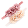 My Lello Girls Flower Headbands Toddler Fabric Beaded Trio Stretchy Elastic Pair (Dusty Rose/Vanilla Cream)