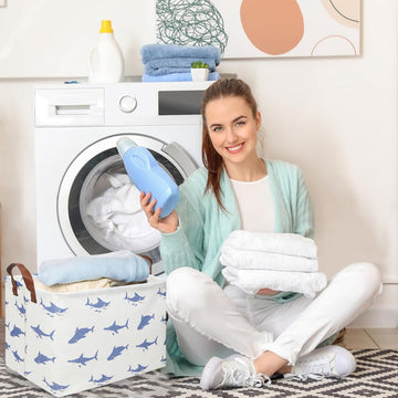 Fxocshe Rectangular Shark Basket,Collapsible Toy Box For Kids,Shark Gift Basket, Nursery Hamper For Shelve Toy Box,Shelf Basket(