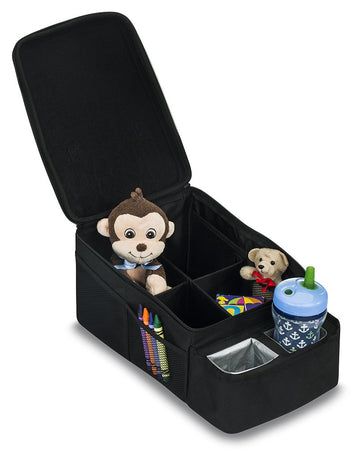 Britax Car Seat Organizer Caddy With Insulated Cup Holders | Crash Tested + 8 Mesh Pockets + Removable Center Dividers + Zipper