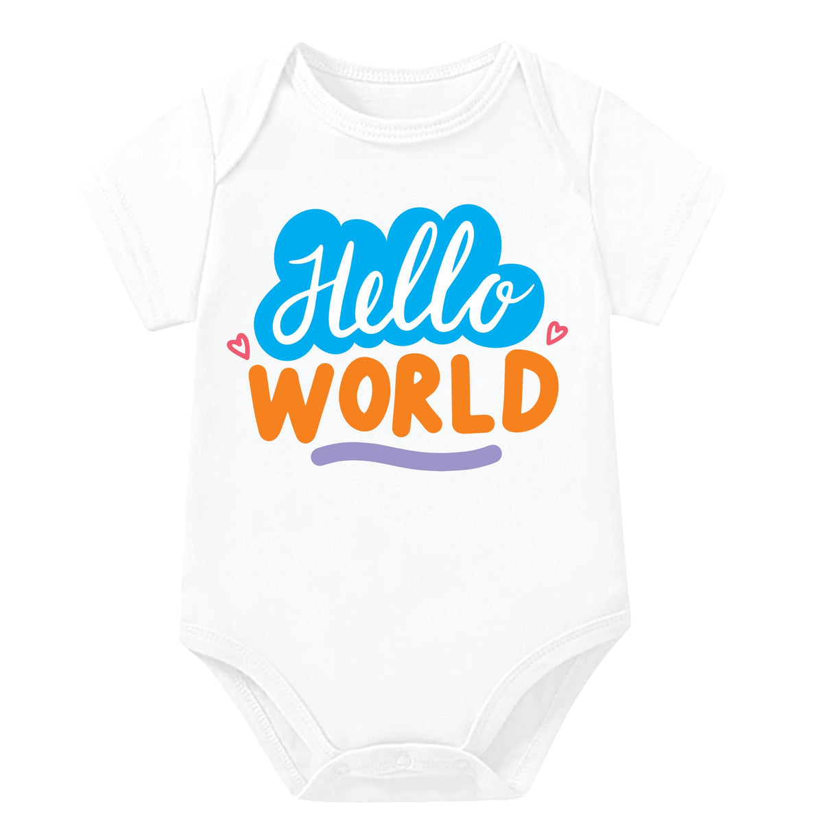 Lillypupp Hello World Quote Unisex Pure Cotton New Born Baby Romper Bodysuit Dress For Baby Boys And Girls.