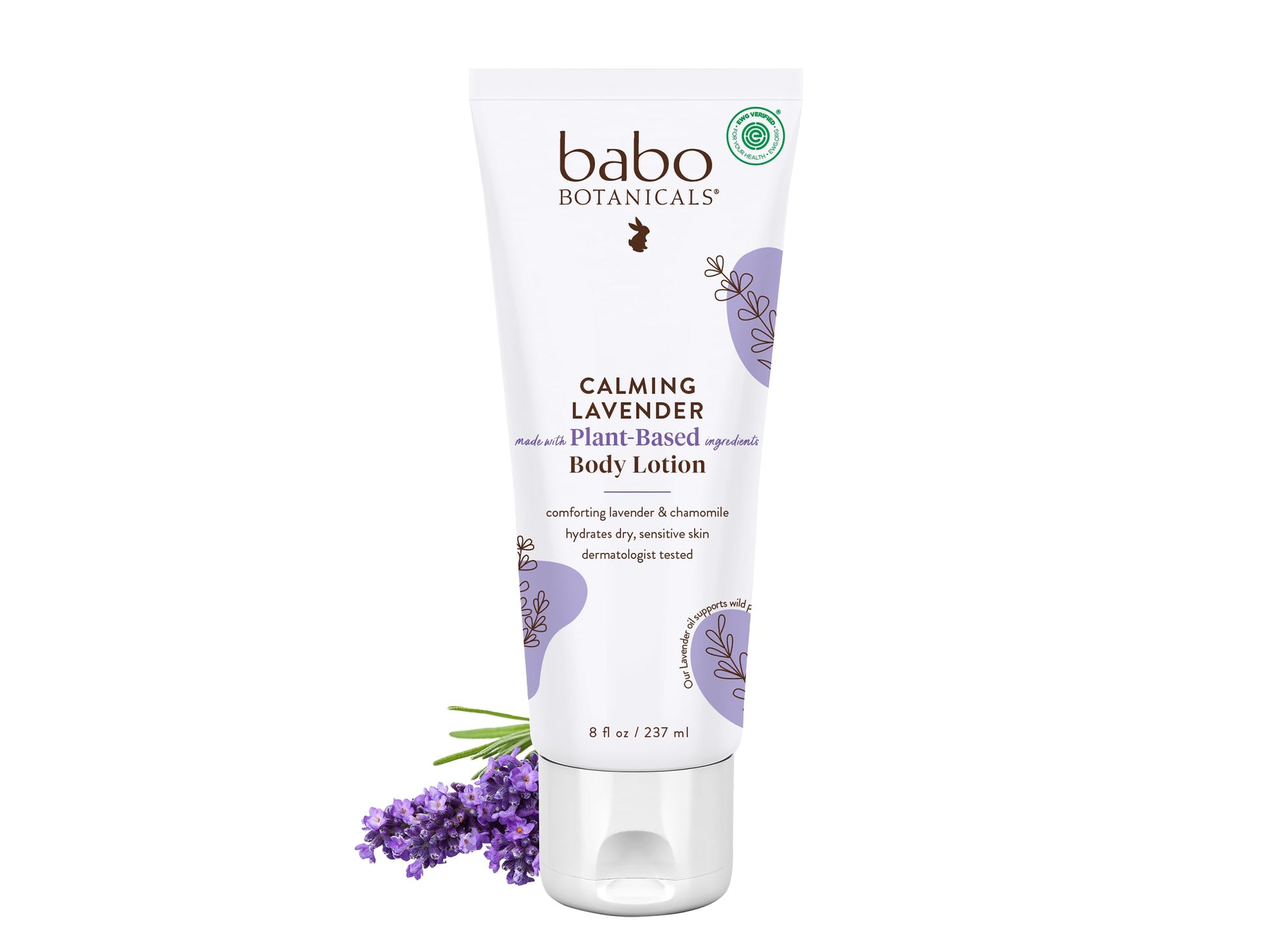 Babo Botanicals Calming Lavender Body Lotion - Relaxing Chamomile & Lavender - Vegan- For All Ages- Scented With Lavender Fragra