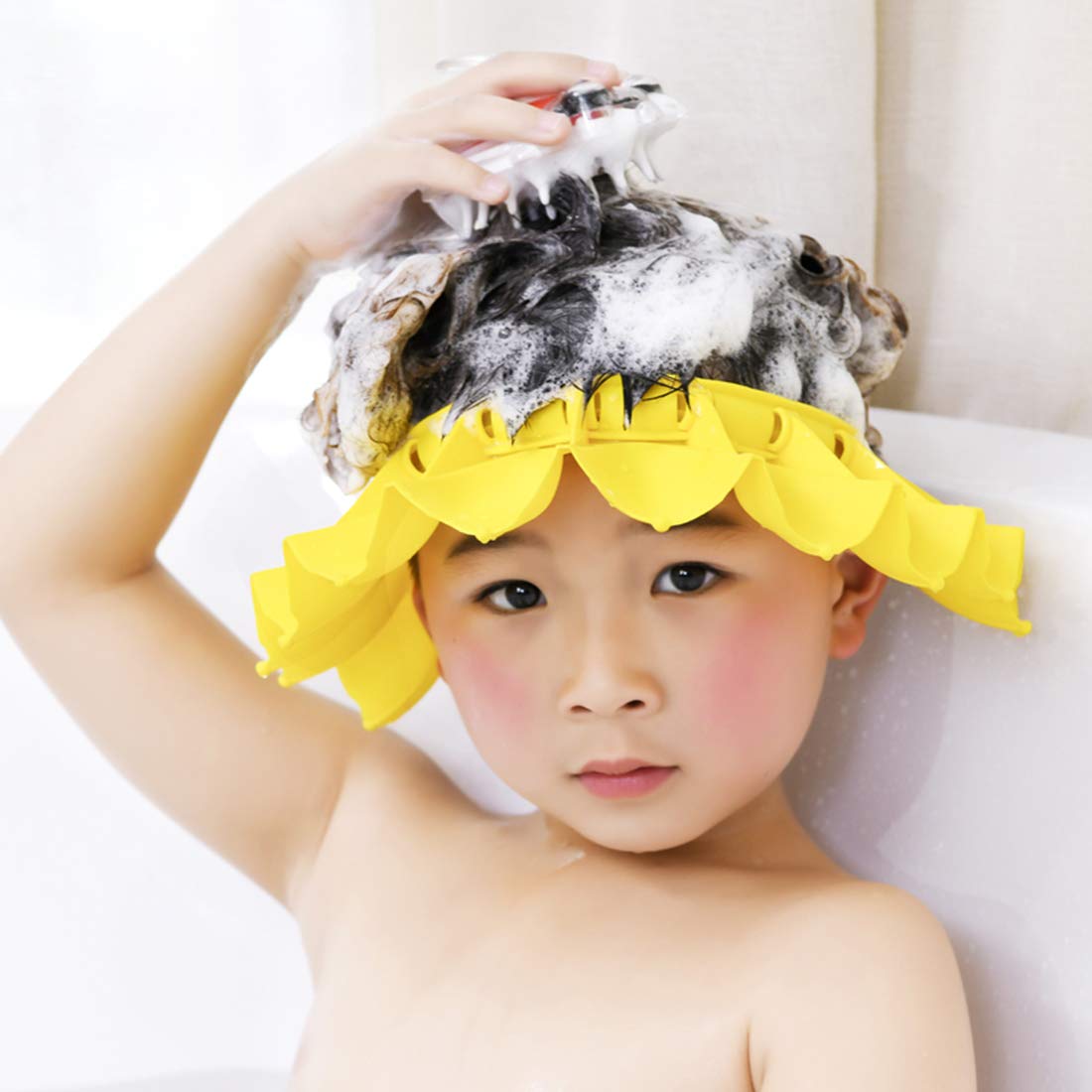 Baby Shower Cap Silicone Bathing Hat, Adjustable Shower Cap Kids, Infants Soft Protection Hat Safety Visor Cap Hat For Toddler C