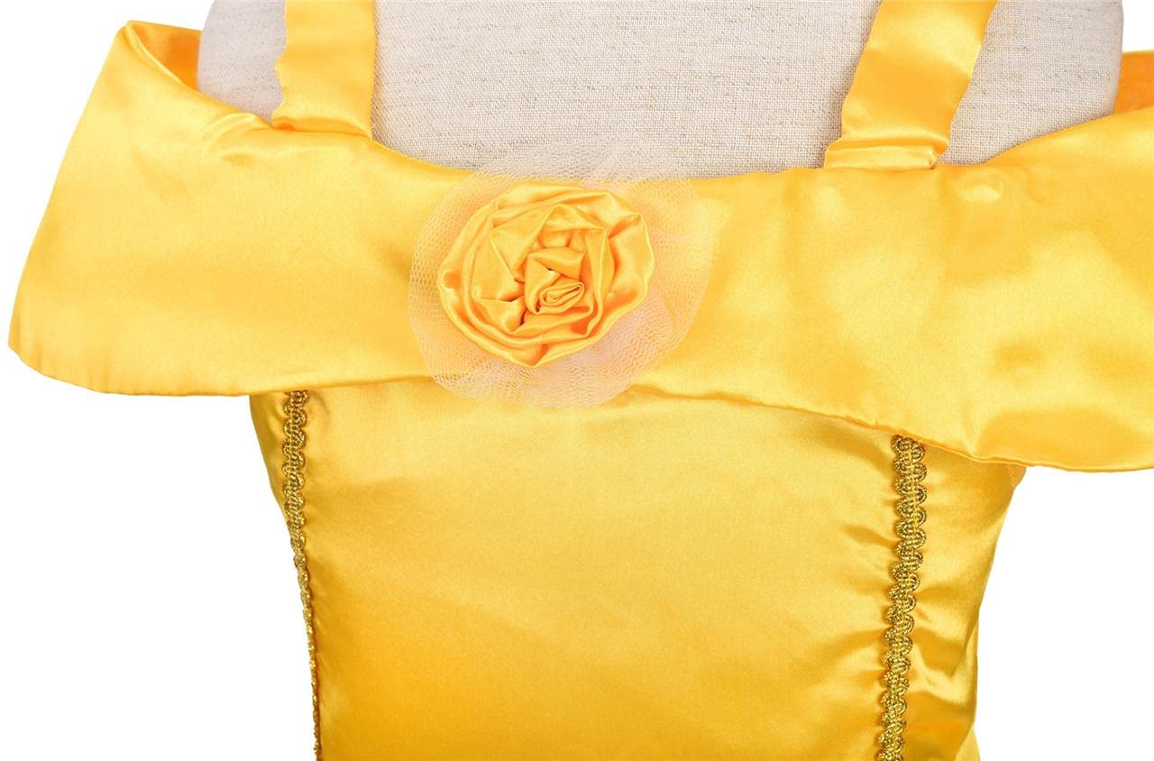 Dressy Daisy Little Girls Princess Dress Up Costume Gold Yellow Ball Gown Fancy Halloween Xmas Birthday Party Carnival Size 8-9