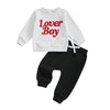 Ursobutegl Toddler Baby Boy Valentine'S Day Outfit Lover Boy Embroidery Letter Sweatshirt Pullover Tops Jogger Pants Clothes (2-