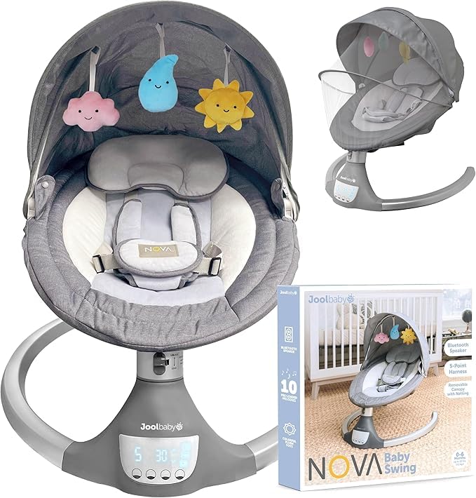 Nova Baby Swing For Newborns - Electric Motorized Infant Swing, Bluetooth Music, 10 Preset Melodies, Remote (2024 Model) - Jool