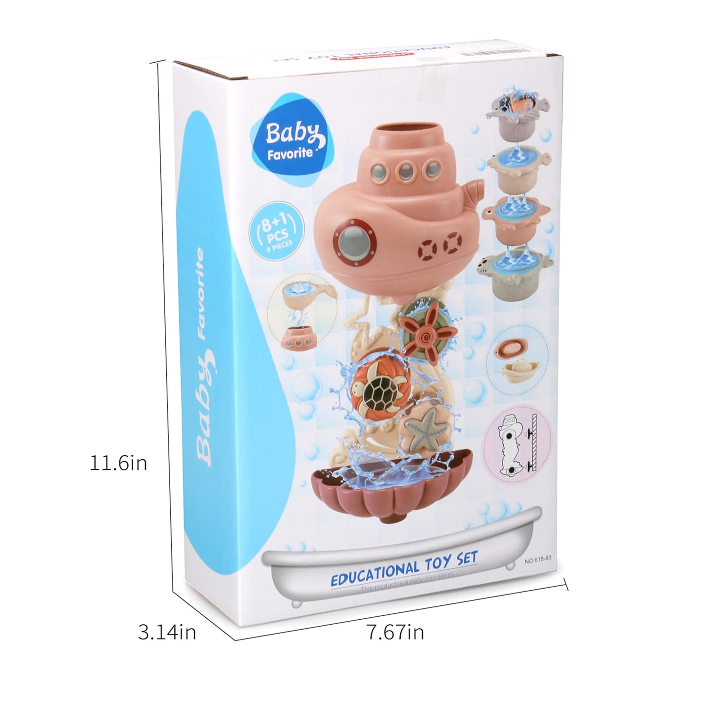 Toddler Bath Toys for Kids Ages 1-3|Baby Bath Toys Toddlers 2-4|Bathtub Toys for Babies 6-12 Months|Mold Free Bath Cup Toys|Infa