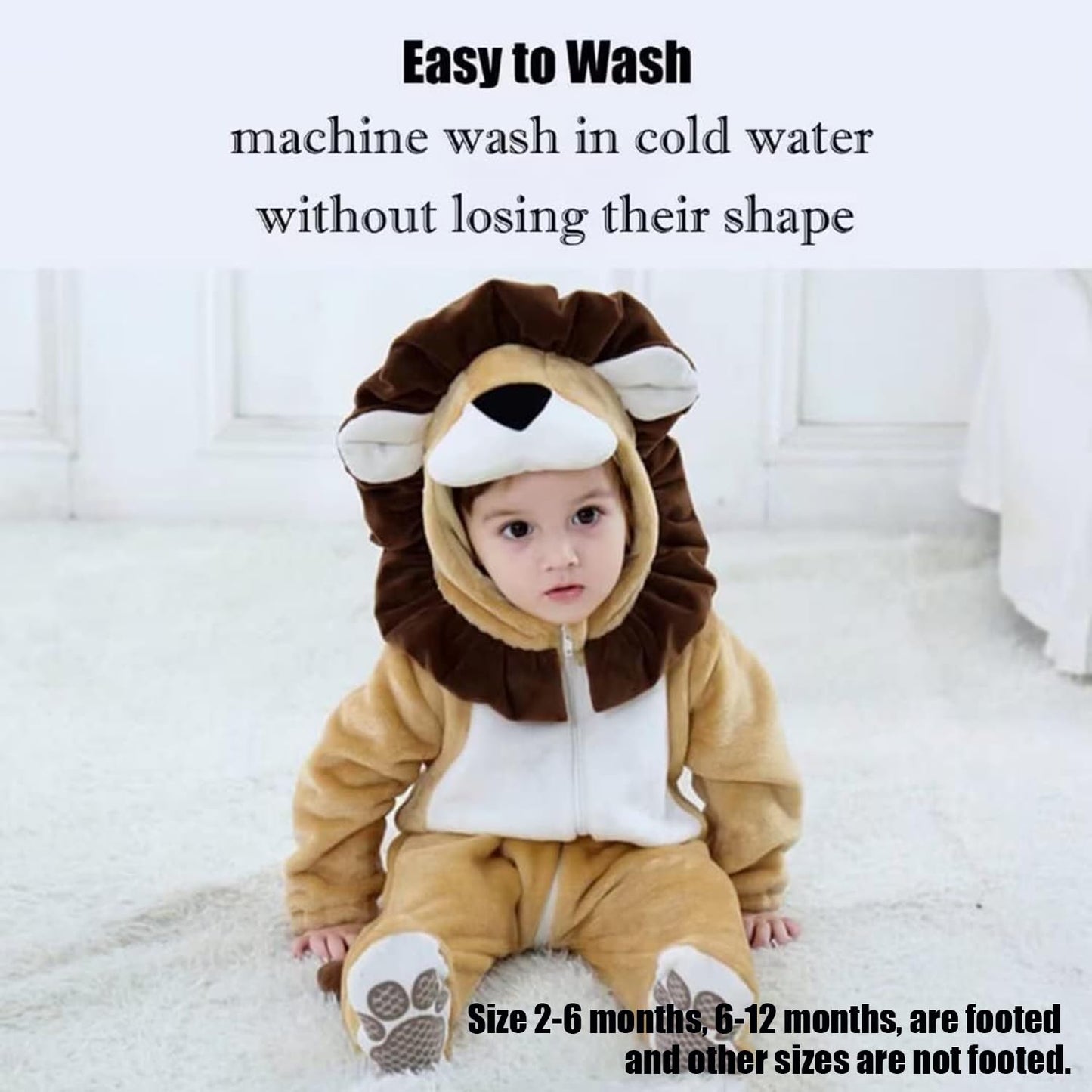 Qiaoniuniu Halloween Baby Lion Costumes Toddler Outfit Infants Cosplay Romper 6-12 Months