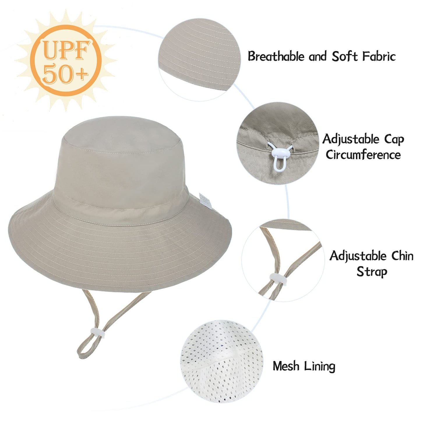 Baby Sun Hat Sun Protection Infant Bucket Hat Wide Brim Baby Boy Hats Adjustable Toddler Summer Swim Beach Cap 0-6 Months