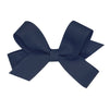 Wee Ones Girls' Classic Grosgrain Hair Bow With Plain Wrap Center On A Weestay Hair Clip, Handmade, Tiny Sized Bow, Navy