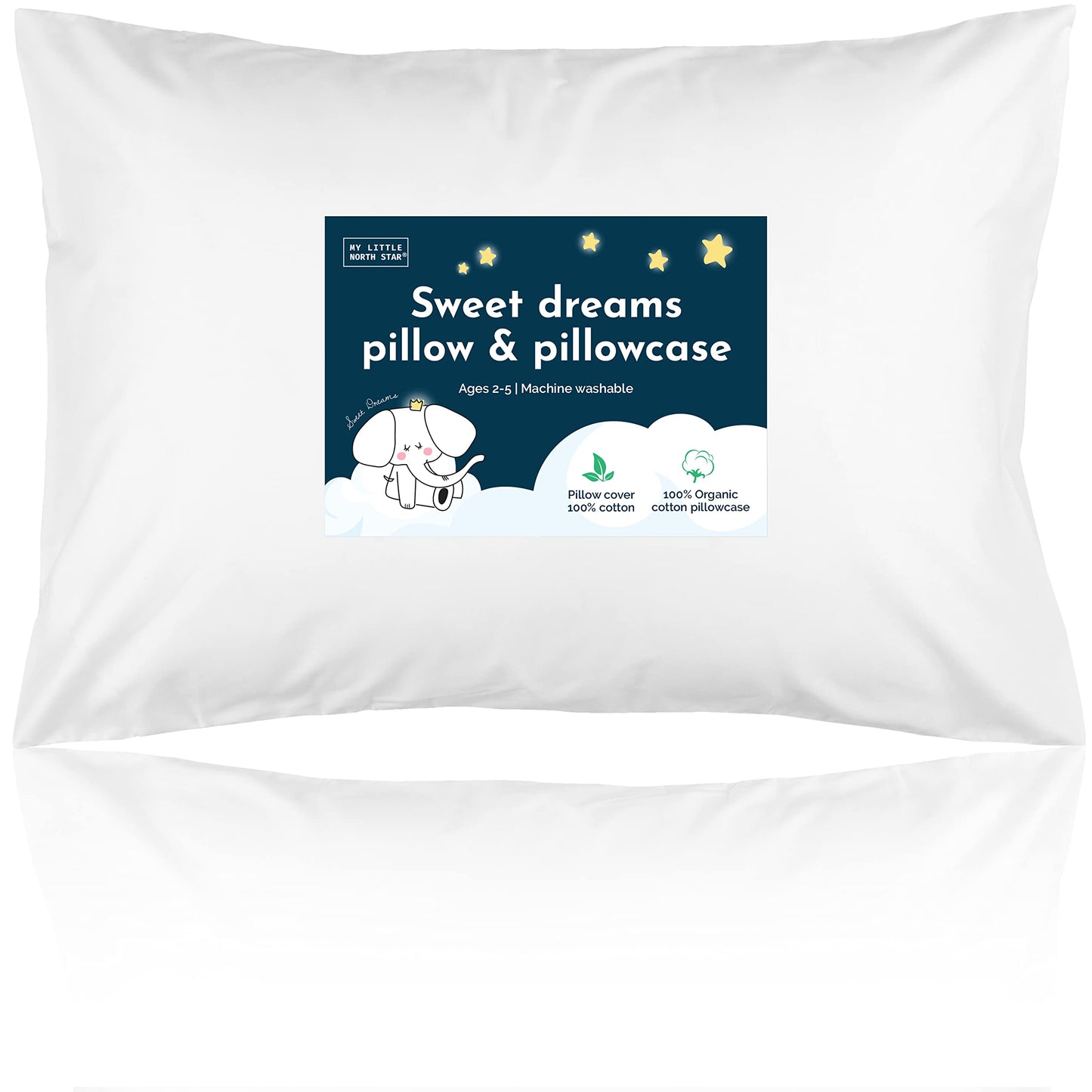 Toddler Pillow With Pillowcase - 13X18 Soft Organic Cotton Toddler Pillow For Sleeping - Washable Baby Nap Pillow - Travel Pillo