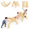 Olakids Climbing Toys For Toddlers, 5 In 1 Kids Wooden Montessori Triangle Set Climber Toy With Ramp Ladder Arch Slide For Playg