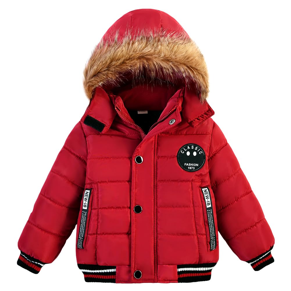 AMIYAN Toddler Boys Down Jacket Winter Jacket Hooded Thickened Warm Snowsuit Coat Parka Outerwear 3-4T