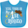 Inktastic Yes, This Is My 1St Rodeo- Cowboy Hat With Red Band, Lasso Baby Bib Turquoise 35612