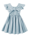 Dutebare Toddler Baby Girls Dress Cotton Linen Ruffle Sleeveless Halter Kids Casual Beach Dresses Light Blue 80