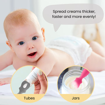4 Pack Baby Diaper Cream Brush, Diaper Cream Spatula Applicator Silicone Baby Butt Paste Spatula For Babies, Newborn (Blue,Pink,