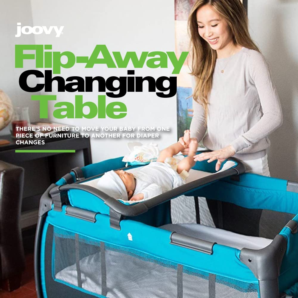Joovy Room-Playard, Nursery Center, Bassinet, Changing-Table, Slate