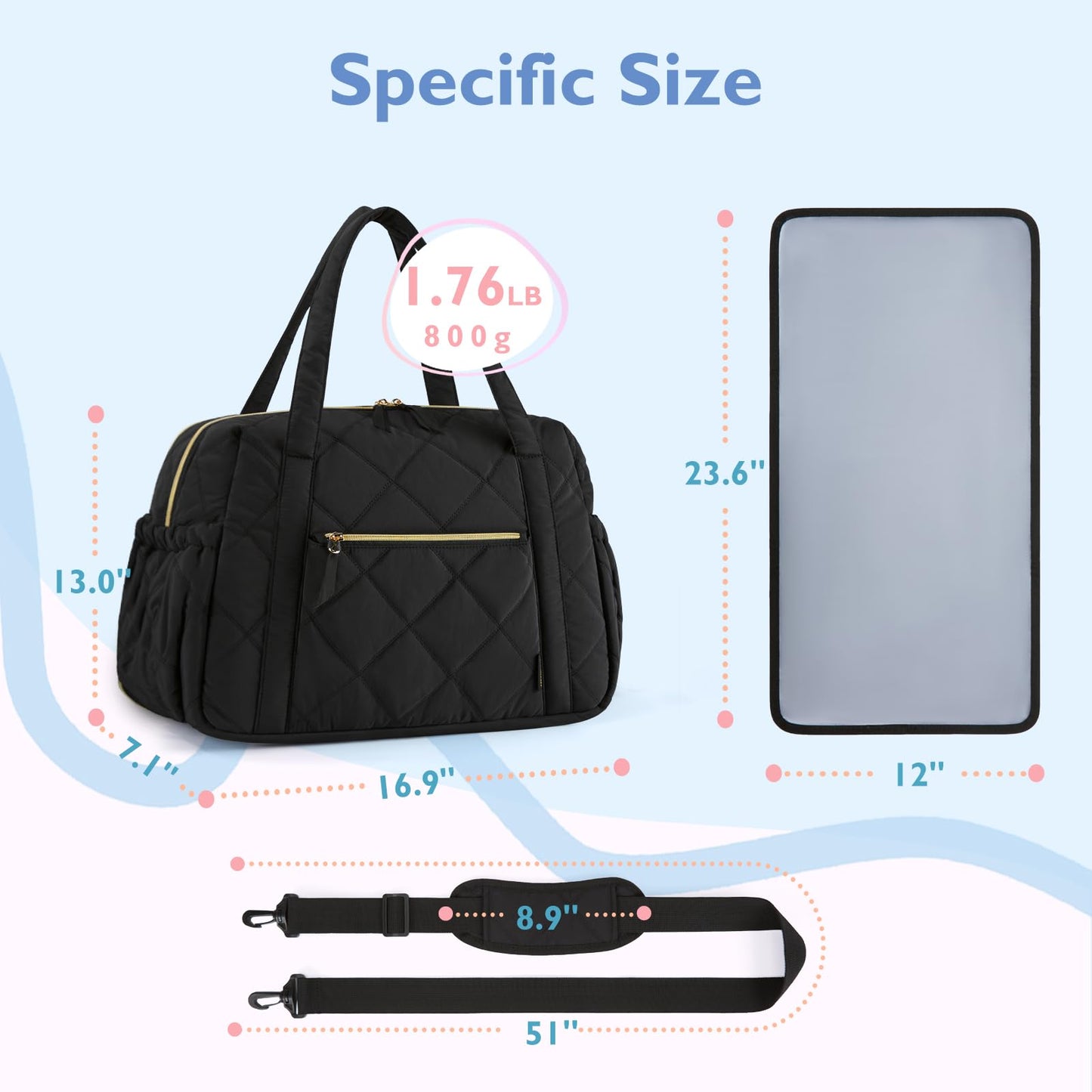 Mommore Diaper Bag Tote Large Expandable Baby Travel Tote For 2 Kids Twins, Quilted Hospital Bag For Mom, Weekender