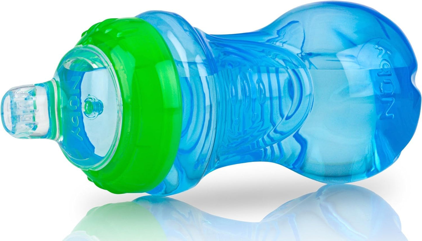 Nuby No Spill Easy Grip Trainer Cup 10 Oz (Pack Of 2, Blue/Green)