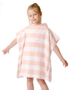 Tbezy Toddler Bath Towel Poncho Thick Cotton Striped Beach Towels For Kids Gifts (2-6, Pink)