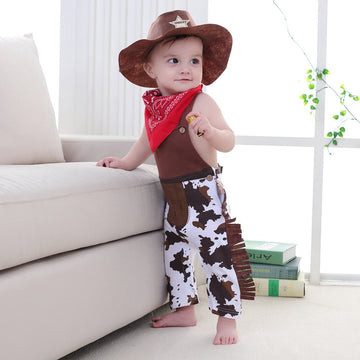 Lxkikmm Baby Toddler Boy Cowboy Outfit Rodeo Birthday Costume Woody 1-3 Months
